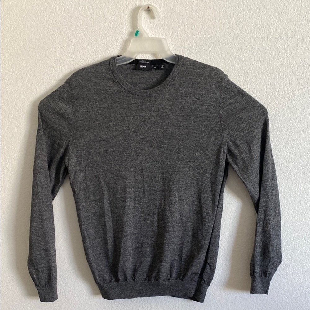 Hugo Boss Men's ExtraFine Merino Wool Gray Sweater Size XL